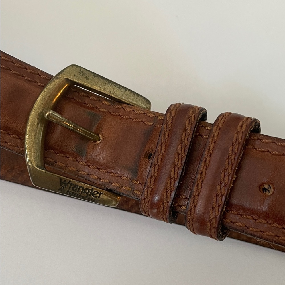 WRANGLER Genuine Leather Belt with Gold Buckle | Western Rodeo Ranch Streetwear